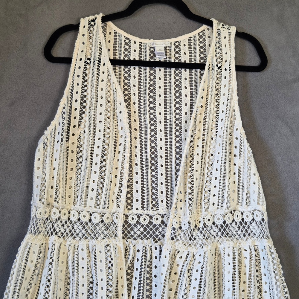 Cato Long Sleeveless Lace Vest Women's XL Boho Layering Ruffle Cottagecore - Picture 3 of 14